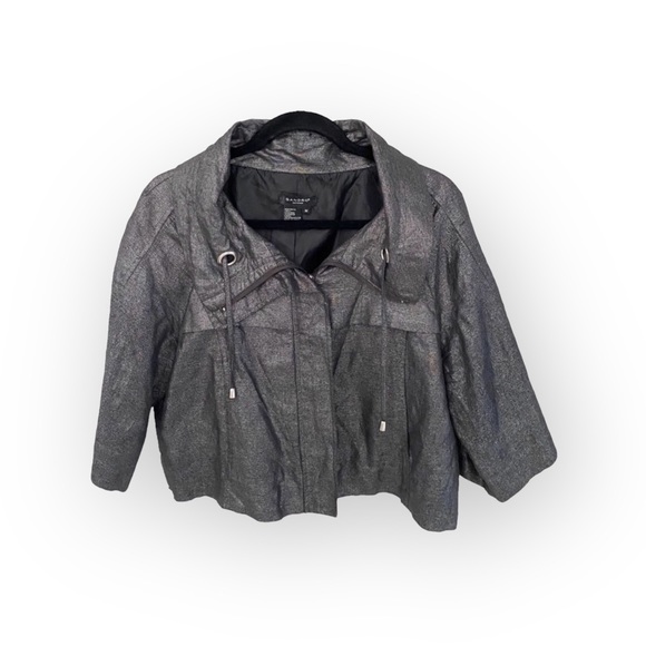 Sandro ༄ Cropped Swing Jacket ༄ Metallic Black + Silver Hardware ༄ M ༄ - Picture 2 of 14